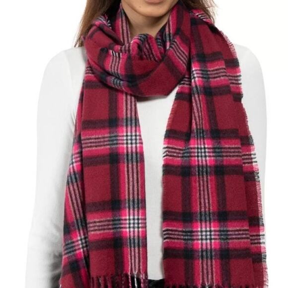 Jenni Wine Plaid Scarf NWT - Picture 1 of 7